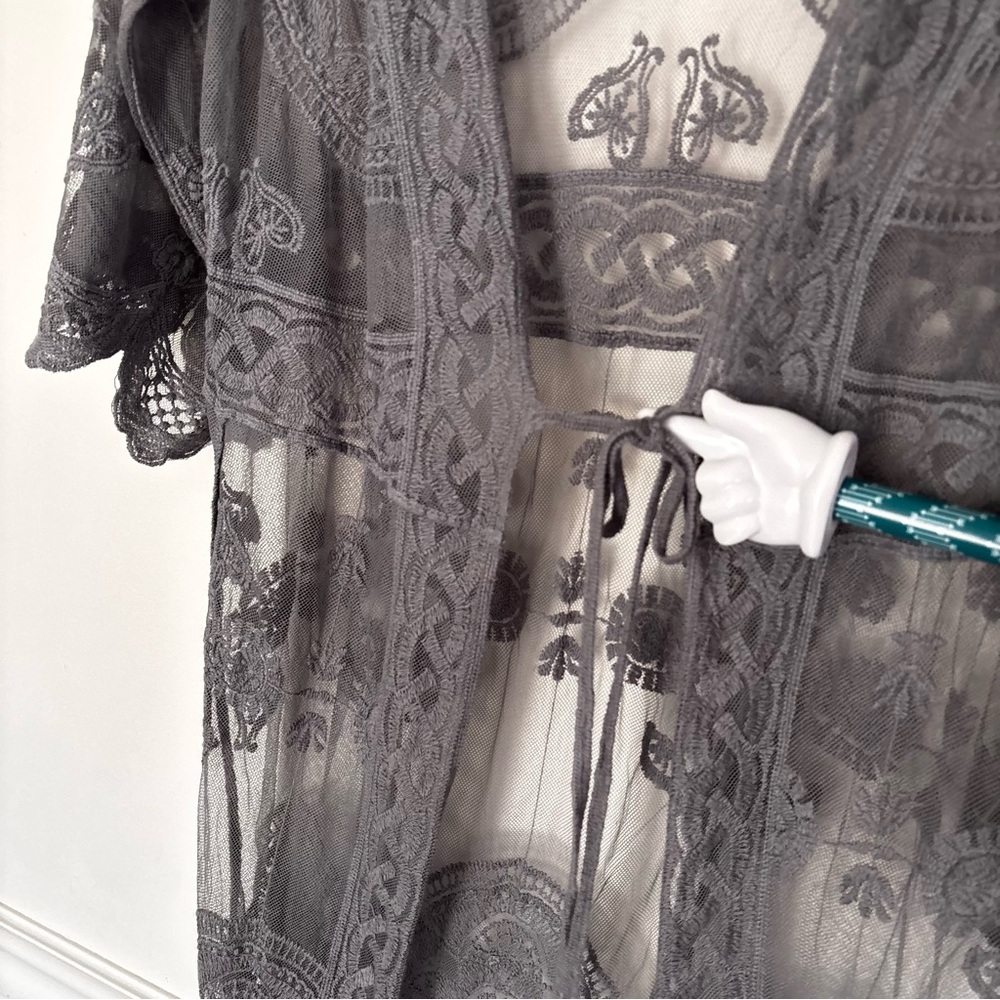 Rebellion Mesh Lace Duster Kimono Size Small Whimsigoth Fairy Bride G8 - Picture 3 of 16